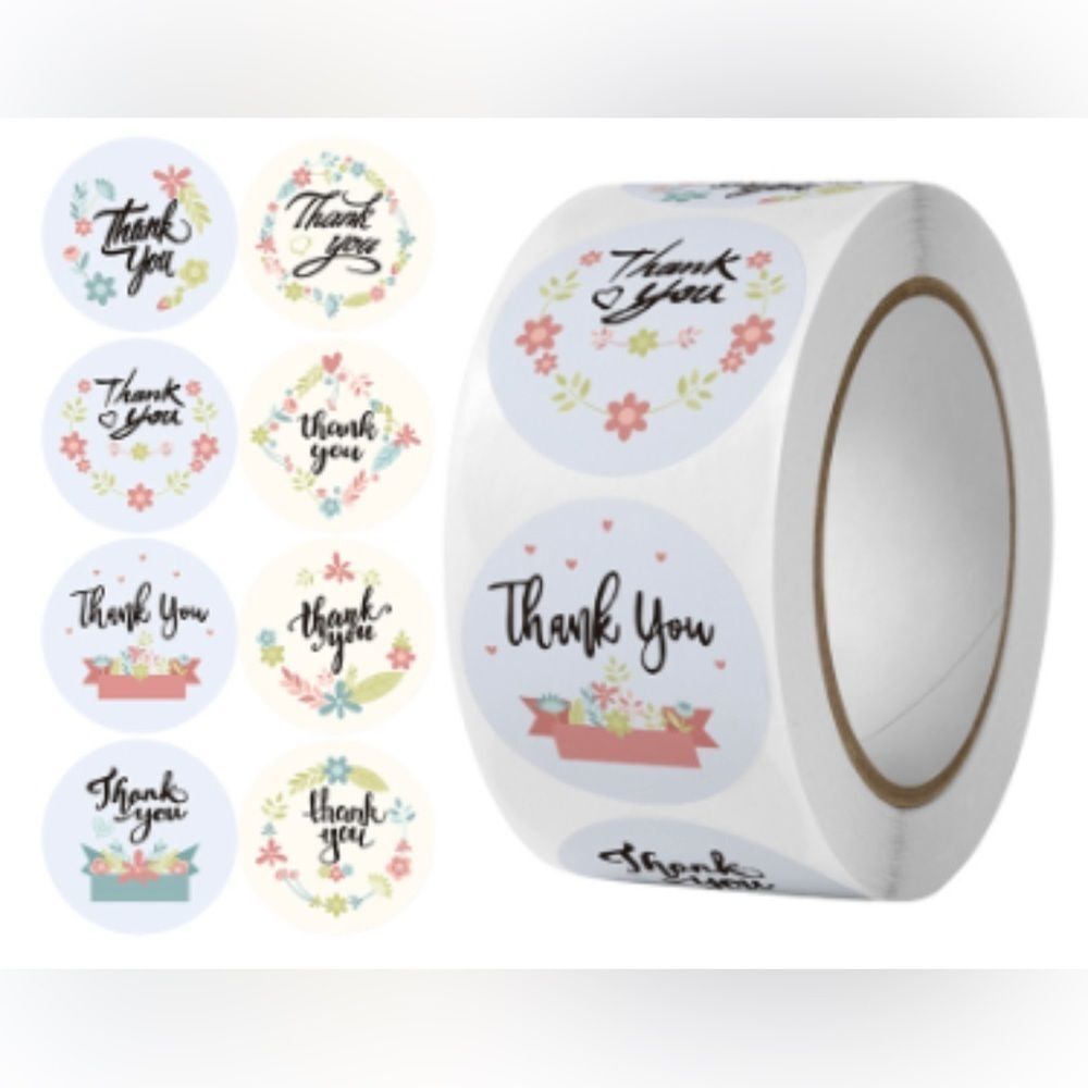  Thank You Sticker 8 Kinds of Pattern Purchase Label Present | Seal box - Picture 2 of 6